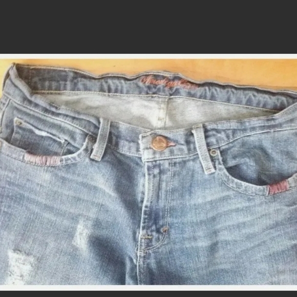American Eagle Women's Jeans Size 8 Boot Cut Distressed Stretch Blue - Picture 6 of 11